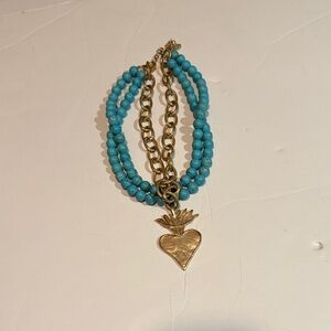 Susan Shaw Gold and Turquoise Heart Necklace